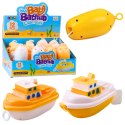 Zabawka Do Kąpieli Naciągana Łódź Biało Żółta Mix LEAN TOYS