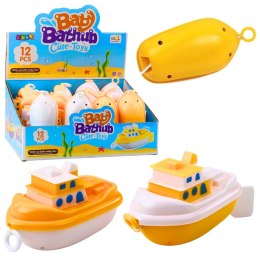 Zabawka Do Kąpieli Naciągana Łódź Biało Żółta Mix LEAN TOYS