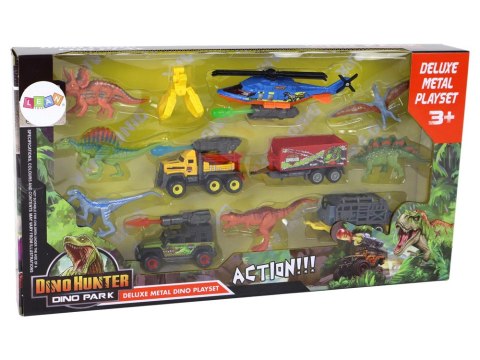 Zestaw Pojazdów Helikopter Dinozaury 6 Sztuk Kolorowe LEAN Toys Zestaw Pojazdów Helikopter Dinozaury 6 Sztuk Kolorowe LEAN Toys