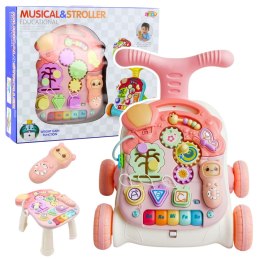 Chodzik Edukacyjny Stolik Panel Interaktywny Stolik 5w1 Różowy LEAN Toys