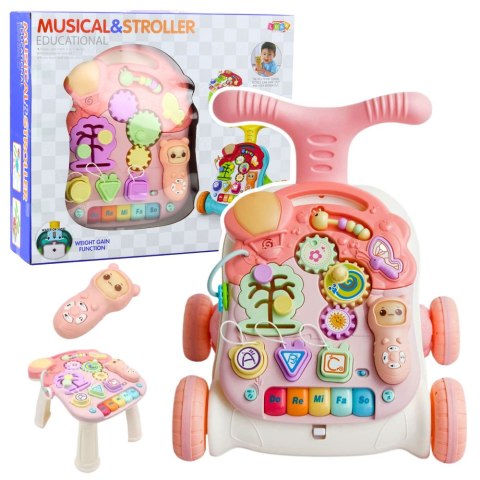 Chodzik Edukacyjny Stolik Panel Interaktywny Stolik 5w1 Różowy LEAN Toys Chodzik Edukacyjny Stolik Panel Interaktywny Stolik 5w1 Różowy LEAN Toys