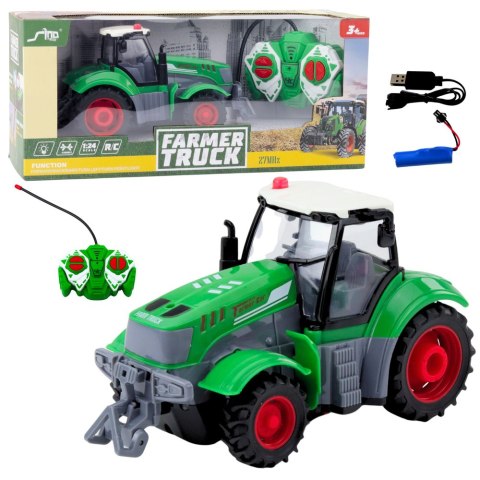 Ciągnik Traktor Rolniczy Zdalnie Sterowany RC Zielony 1:24 LEAN Toys Ciągnik Traktor Rolniczy Zdalnie Sterowany RC Zielony 1:24 LEAN Toys