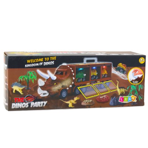Ciężarówka Dinozaur Triceratops Autka Dinozaury Wyrzutnia Brązowy LEAN Toys Ciężarówka Dinozaur Triceratops Autka Dinozaury Wyrzutnia Brązowy LEAN Toys