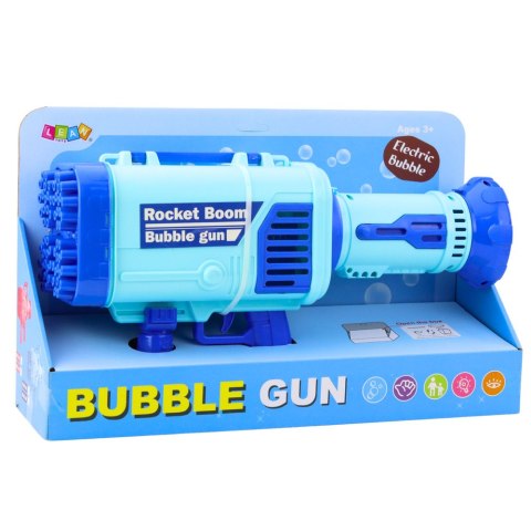 Duży Pistolet Elektryczny Na Bańki Mydlane 64 Otwory Niebieski LEAN Toys Duży Pistolet Elektryczny Na Bańki Mydlane 64 Otwory Niebieski LEAN Toys