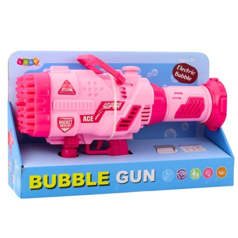 Duży Pistolet Elektryczny Na Bańki Mydlane 64 Otwory Różowy LEAN Toys Duży Pistolet Elektryczny Na Bańki Mydlane 64 Otwory Różowy LEAN Toys