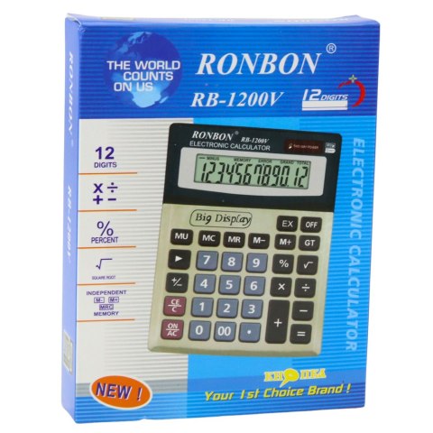 Kalkulator Biurowy Ronbon RB-1200V Duży Wyświetlacz 12-Cyfrowy LEAN Kalkulator Biurowy Ronbon RB-1200V Duży Wyświetlacz 12-Cyfrowy LEAN