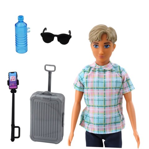 Lalka Anlily Chłopak Akcesoria Walizka Selfie Stick Okulary Butelka LEAN Toys Lalka Anlily Chłopak Akcesoria Walizka Selfie Stick Okulary Butelka LEAN Toys