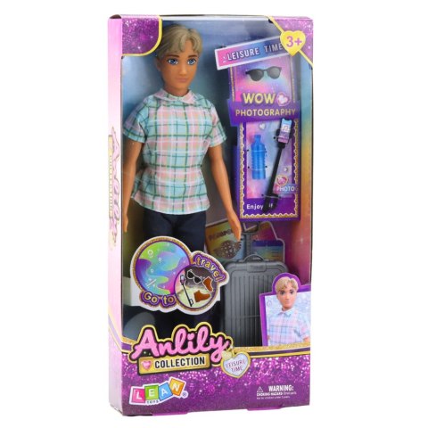 Lalka Anlily Chłopak Akcesoria Walizka Selfie Stick Okulary Butelka LEAN Toys Lalka Anlily Chłopak Akcesoria Walizka Selfie Stick Okulary Butelka LEAN Toys