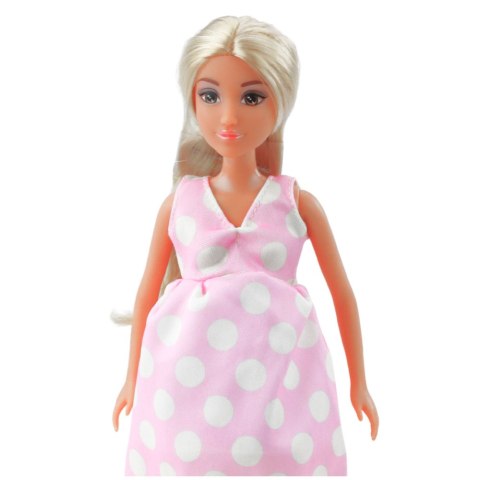 Lalka Anlily W Ciąży Jasno Różowa W Kropki Sukienka Długie Włosy LEAN Toys Lalka Anlily W Ciąży Jasno Różowa W Kropki Sukienka Długie Włosy LEAN Toys