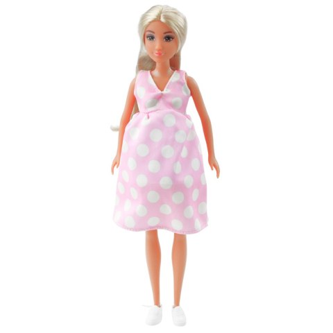 Lalka Anlily W Ciąży Jasno Różowa W Kropki Sukienka Długie Włosy LEAN Toys Lalka Anlily W Ciąży Jasno Różowa W Kropki Sukienka Długie Włosy LEAN Toys
