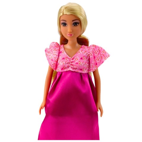 Lalka Anlily W Ciąży Różowa Sukienka Satynowa Długie Włosy LEAN Toys Lalka Anlily W Ciąży Różowa Sukienka Satynowa Długie Włosy LEAN Toys