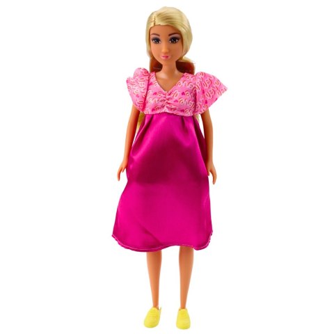 Lalka Anlily W Ciąży Różowa Sukienka Satynowa Długie Włosy LEAN Toys Lalka Anlily W Ciąży Różowa Sukienka Satynowa Długie Włosy LEAN Toys