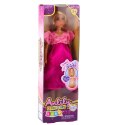 Lalka Anlily W Ciąży Różowa Sukienka Satynowa Długie Włosy LEAN Toys