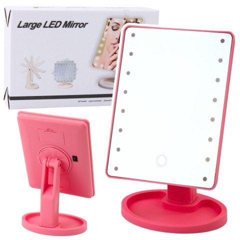 Lusterko Kosmetyczne 16 Diod LED Z Podstawką Regulacja Różowe LEAN Toys Lusterko Kosmetyczne 16 Diod LED Z Podstawką Regulacja Różowe LEAN Toys