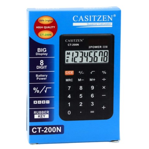 Kalkulator Kieszonkowy Z Etui Wyświetlacz 8- Cyfrowy Solar CT-200N LEAN Kalkulator Kieszonkowy Z Etui Wyświetlacz 8- Cyfrowy Solar CT-200N LEAN