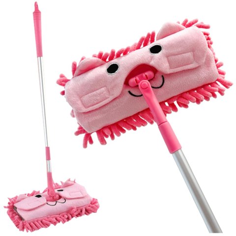 Mop Dla Dzieci Z Rączką Teleskopową Zwierzątko Różowy LEAN Toys Mop Dla Dzieci Z Rączką Teleskopową Zwierzątko Różowy LEAN Toys