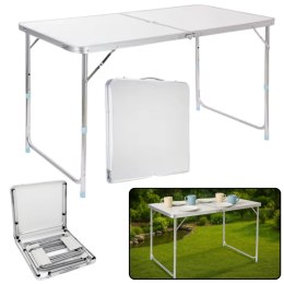 Stół Turystyczny Kempingowy Składany Regulowany Aluminiowy Biały 120x60cm LEAN