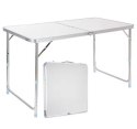 Stół Turystyczny Kempingowy Składany Regulowany Aluminiowy Biały 120x60cm LEAN