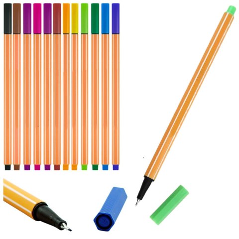 Zestaw Cienkopisy Biurowe Szkolne Grubość 0,4mm Kolorowe 12szt Zestaw Cienkopisy Biurowe Szkolne Grubość 0,4mm Kolorowe 12szt