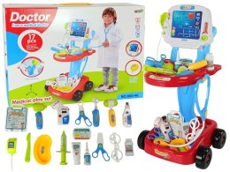 Zestaw Lekarski na Wózku Stolik Lekarski Doktor 17 Elementów EKG LEAN Toys