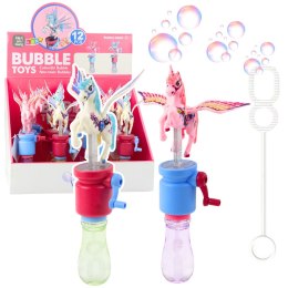 Bańki Mydlane Jednorożec Ruchome Skrzydła Na Korbkę 23cm Mix LEAN TOYS