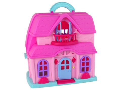 Domek Dla Lalek Mebelki Akcesoria Figurki Różowy LEAN Toys Domek Dla Lalek Mebelki Akcesoria Figurki Różowy LEAN Toys