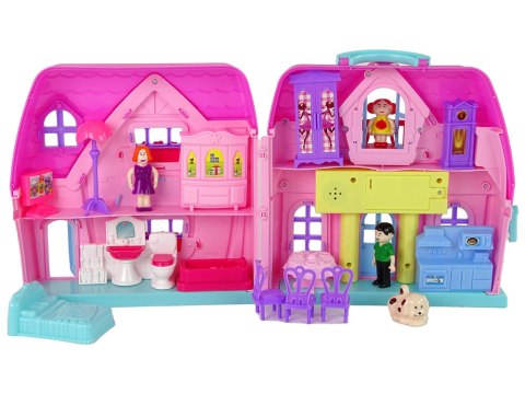 Domek Dla Lalek Mebelki Akcesoria Figurki Różowy LEAN Toys Domek Dla Lalek Mebelki Akcesoria Figurki Różowy LEAN Toys