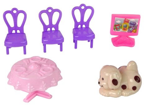 Domek Dla Lalek Mebelki Akcesoria Figurki Różowy LEAN Toys Domek Dla Lalek Mebelki Akcesoria Figurki Różowy LEAN Toys