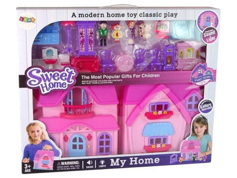 Domek Dla Lalek Mebelki Akcesoria Figurki Różowy LEAN Toys Domek Dla Lalek Mebelki Akcesoria Figurki Różowy LEAN Toys