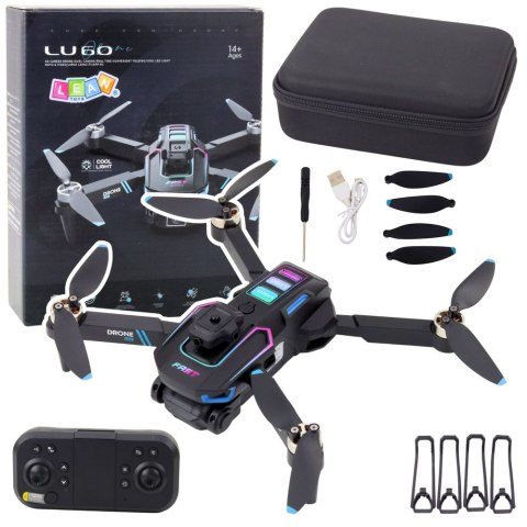Dron LU60 Podwójna Kamera HD Światła LED Aplikacja Czarny LEAN Toys Dron LU60 Podwójna Kamera HD Światła LED Aplikacja Czarny LEAN Toys