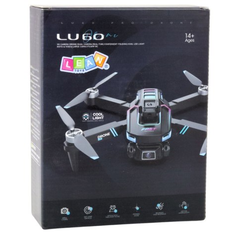 Dron LU60 Podwójna Kamera HD Światła LED Aplikacja Czarny LEAN Toys Dron LU60 Podwójna Kamera HD Światła LED Aplikacja Czarny LEAN Toys