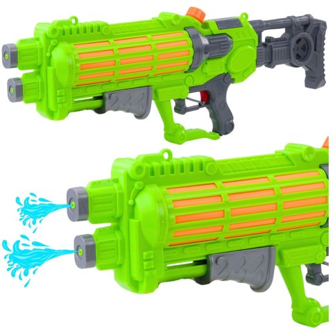 Duży Pistolet Na Wodę Pompowany Mechanicznie Podwójna Dysza Zielony 1250ml LEAN Toys Duży Pistolet Na Wodę Pompowany Mechanicznie Podwójna Dysza Zielony 1250ml LEAN Toys