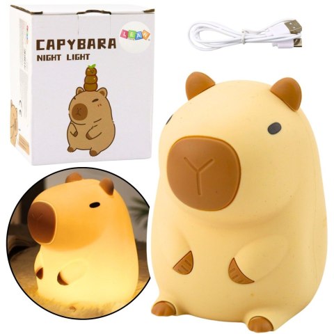 Kapibara Lampka Nocna Silikonowa Z Timerem 20min Beżowa LEAN Toys Kapibara Lampka Nocna Silikonowa Z Timerem 20min Beżowa LEAN Toys