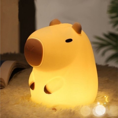 Kapibara Lampka Nocna Silikonowa Z Timerem 20min Beżowa LEAN Toys Kapibara Lampka Nocna Silikonowa Z Timerem 20min Beżowa LEAN Toys