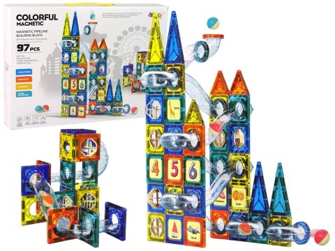Klocki Magnetyczne Zamek Tor Dla Kulek 97 Elementów LEAN Toys Klocki Magnetyczne Zamek Tor Dla Kulek 97 Elementów LEAN Toys