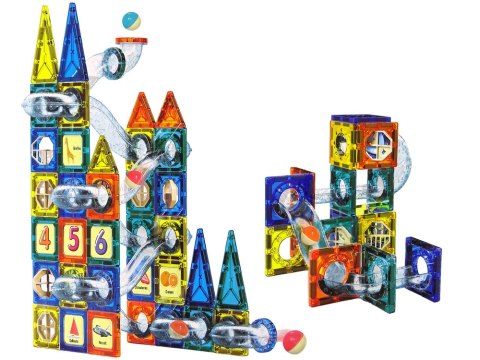 Klocki Magnetyczne Zamek Tor Dla Kulek 97 Elementów LEAN Toys Klocki Magnetyczne Zamek Tor Dla Kulek 97 Elementów LEAN Toys