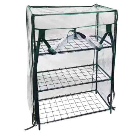 Mini Szklarnia Balkonowa Ogrodowa 3 Półki Metalowe Folia PVC 46 x 24 x 80cm Mini Szklarnia Balkonowa Ogrodowa 3 Półki Metalowe Folia PVC 46 x 24 x 80cm
