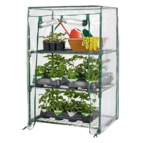 Mini Szklarnia Balkonowa Ogrodowa 3 Półki Metalowe Folia PVC 46 x 24 x 80cm Mini Szklarnia Balkonowa Ogrodowa 3 Półki Metalowe Folia PVC 46 x 24 x 80cm