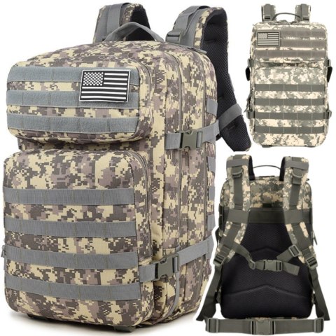 Plecak Militarny Wojskowy Taktyczny Szary 40-60L LEAN Plecak Militarny Wojskowy Taktyczny Szary 40-60L LEAN