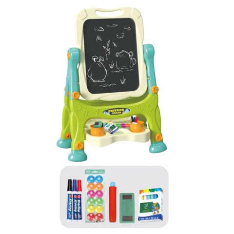 Tablica Edukacyjna Dwustronna Na Stelaże Akcesoria Zielona 3w1 LEAN Toys Tablica Edukacyjna Dwustronna Na Stelaże Akcesoria Zielona 3w1 LEAN Toys