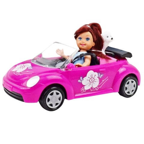 Zestaw Mini Laleczka Samochód Kabriolet Piesek LEAN Toys Zestaw Mini Laleczka Samochód Kabriolet Piesek LEAN Toys