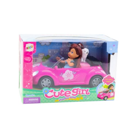 Zestaw Mini Laleczka Samochód Kabriolet Piesek LEAN Toys Zestaw Mini Laleczka Samochód Kabriolet Piesek LEAN Toys
