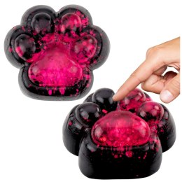 Gniotek Kocia Łapka Antystresowa Sensoryczna Squishy Czarna Różowy Brokat LEAN TOYS