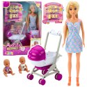 Lalka Anlily Mama Z Dwójką Dzieci Wózek Akcesoria Dziecięce LEAN Toys