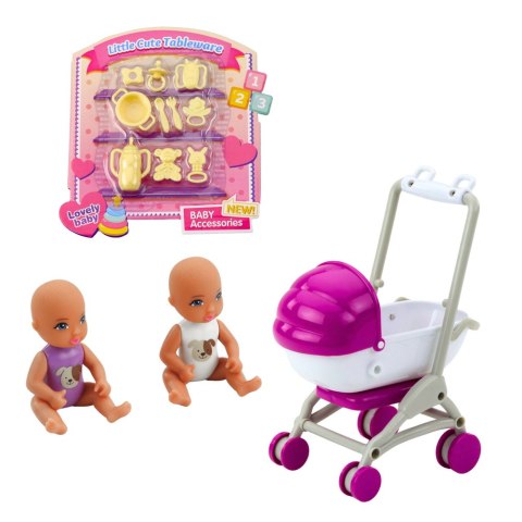 Lalka Anlily Mama Z Dwójką Dzieci Wózek Akcesoria Dziecięce LEAN Toys Lalka Anlily Mama Z Dwójką Dzieci Wózek Akcesoria Dziecięce LEAN Toys