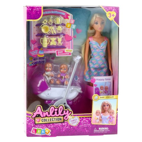Lalka Anlily Mama Z Dwójką Dzieci Wózek Akcesoria Dziecięce LEAN Toys Lalka Anlily Mama Z Dwójką Dzieci Wózek Akcesoria Dziecięce LEAN Toys