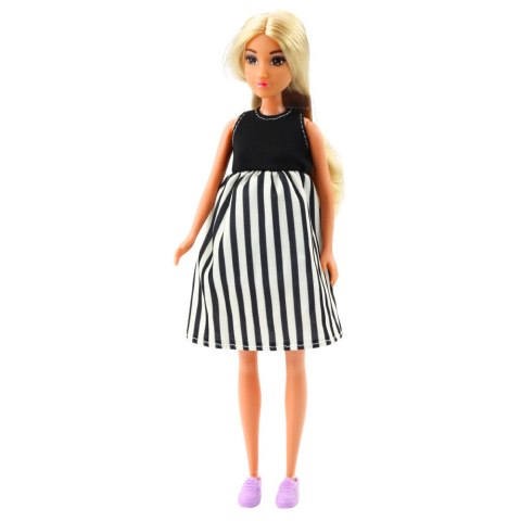 Lalka Anlily W Ciąży Sukienka w Czarno-Białe Paski Niemowlę LEAN Toys Lalka Anlily W Ciąży Sukienka w Czarno-Białe Paski Niemowlę LEAN Toys