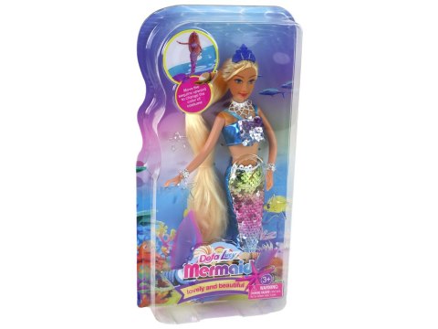 Lalka Syrenka Niebieska Długie Blond Włosy Ogon Syreni Cekiny Lalka Syrenka Niebieska Długie Blond Włosy Ogon Syreni Cekiny