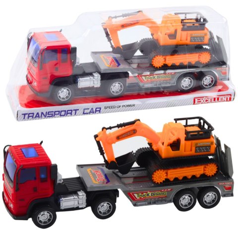 Zestaw Ciężarówka Laweta Naczepa Koparka Gąsienicowa LEAN Toys Zestaw Ciężarówka Laweta Naczepa Koparka Gąsienicowa LEAN Toys