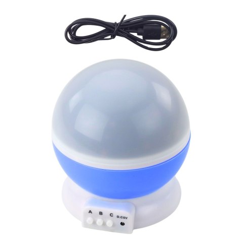Projektor Gwiazd Obrotowy 360° LED Lampka Nocna Niebieski Projektor Gwiazd Obrotowy 360° LED Lampka Nocna Niebieski